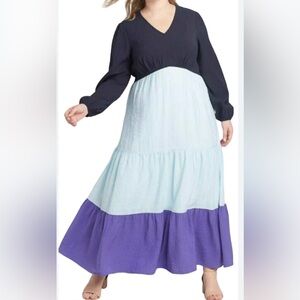 Lane Bryant size 18 Long sleeve multicolor maxi dress